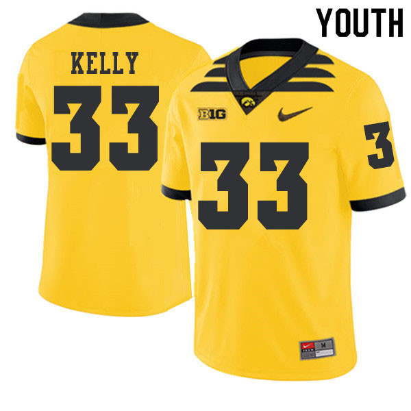 2019 Youth #33 Austin Kelly Iowa Hawkeyes College Football Alternate Jerseys Sale-Gold - Click Image to Close